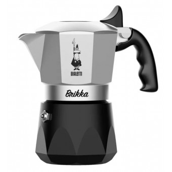 BIALETTI - Brikka - hagyományos kávéfőző - 2 adagos - ezüst/fekete - ÚJ DESIN - ÚJ SZELEPES - 2023 - ÚJ